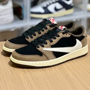 Travis Scott Low-Top Sneakers in Black, Brown & White